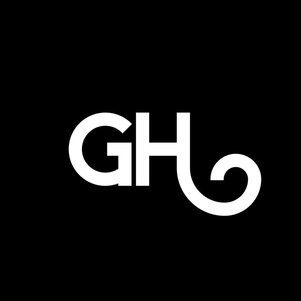 GH letter logo design on black background. GH creative initials letter logo concept. gh letter design. GH white letter design on black background. G H, g h logo vector