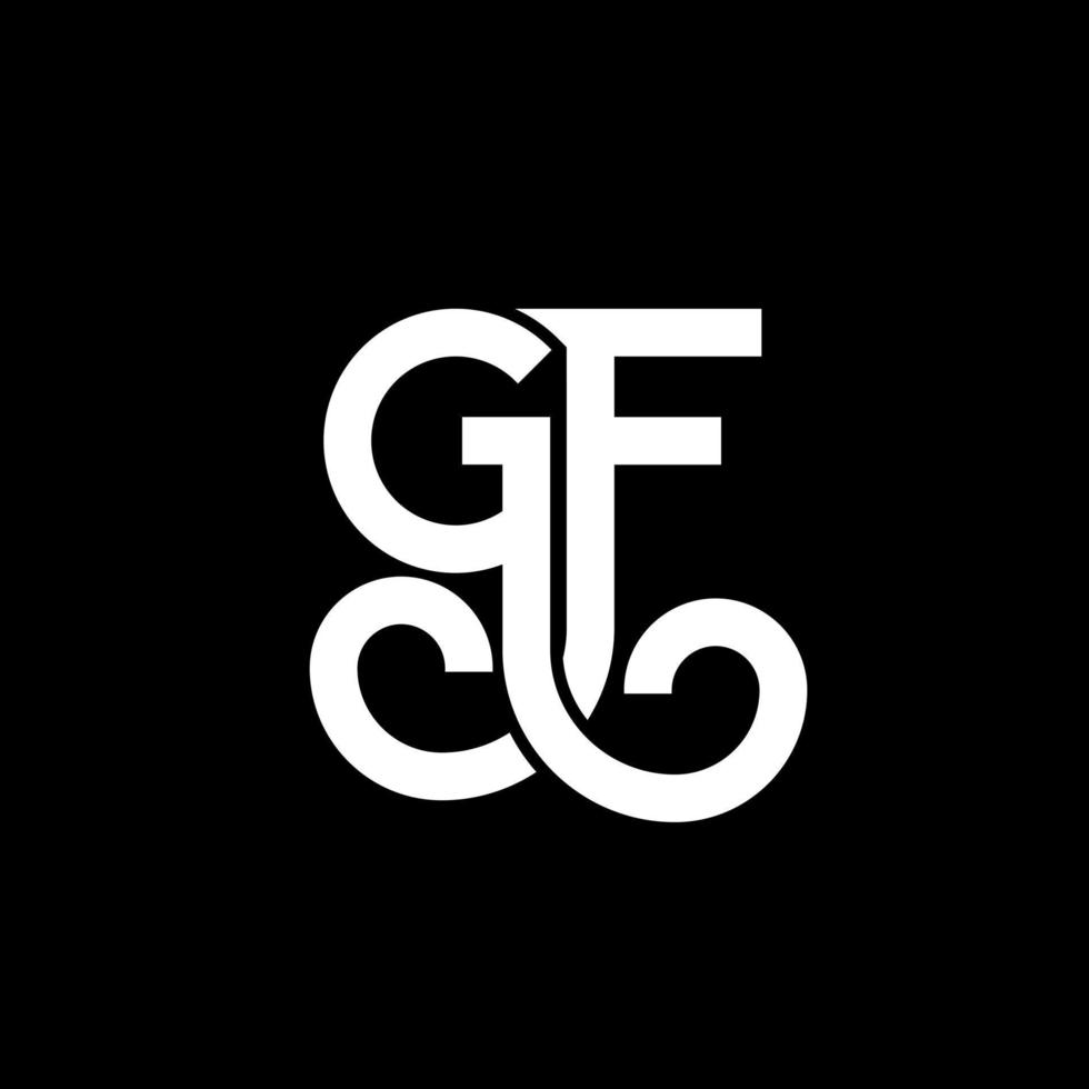 diseño de logotipo de letra gf sobre fondo negro. concepto de logotipo de letra de iniciales creativas gf. diseño de carta gf. gf diseño de letras blancas sobre fondo negro. gf, logotipo de gf vector