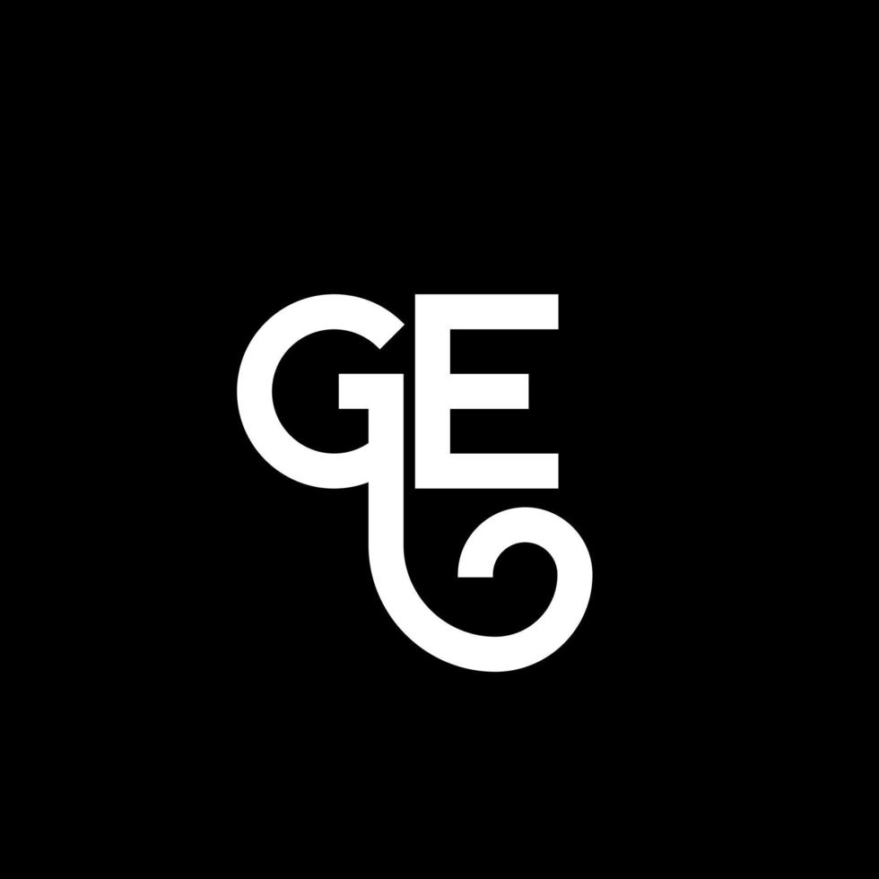 diseño de logotipo de letra ge sobre fondo negro. concepto de logotipo de letra de iniciales creativas ge. diseño de letra ge. ge diseño de letras blancas sobre fondo negro. ge, logotipo de ge vector