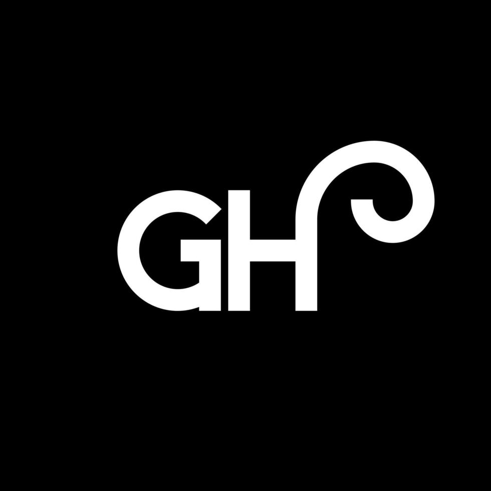 GH letter logo design on black background. GH creative initials letter logo concept. gh letter design. GH white letter design on black background. G H, g h logo vector