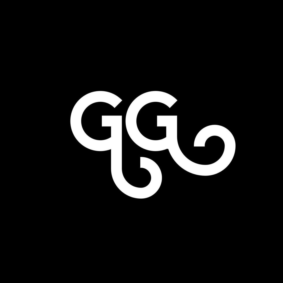 diseño de logotipo de letra gg sobre fondo negro. concepto de logotipo de letra de iniciales creativas gg. diseño de letras gg. gg diseño de letras blancas sobre fondo negro. logotipo de gg, gg vector