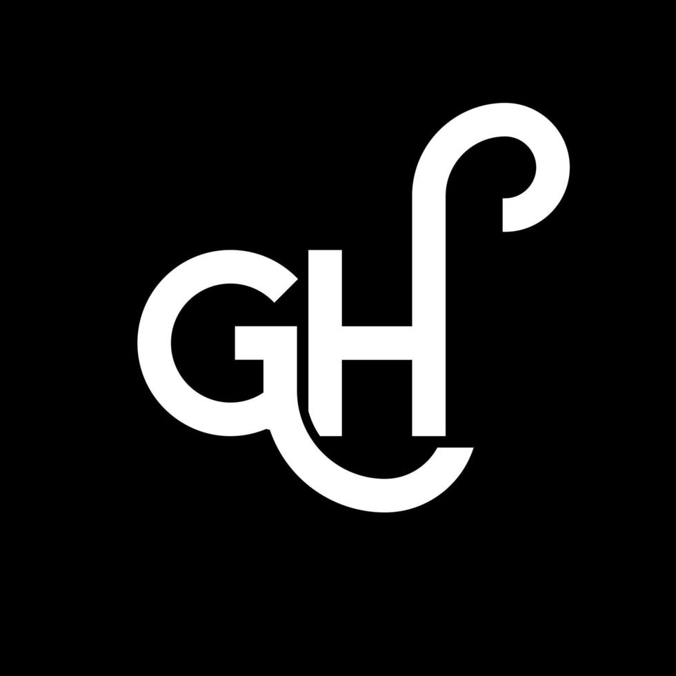 GH letter logo design on black background. GH creative initials letter logo concept. gh letter design. GH white letter design on black background. G H, g h logo vector