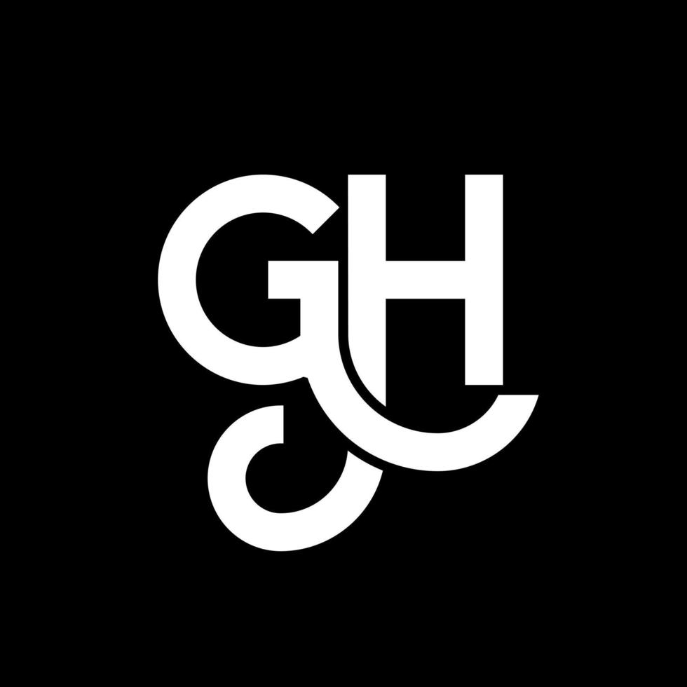 GH letter logo design on black background. GH creative initials letter logo concept. gh letter design. GH white letter design on black background. G H, g h logo vector