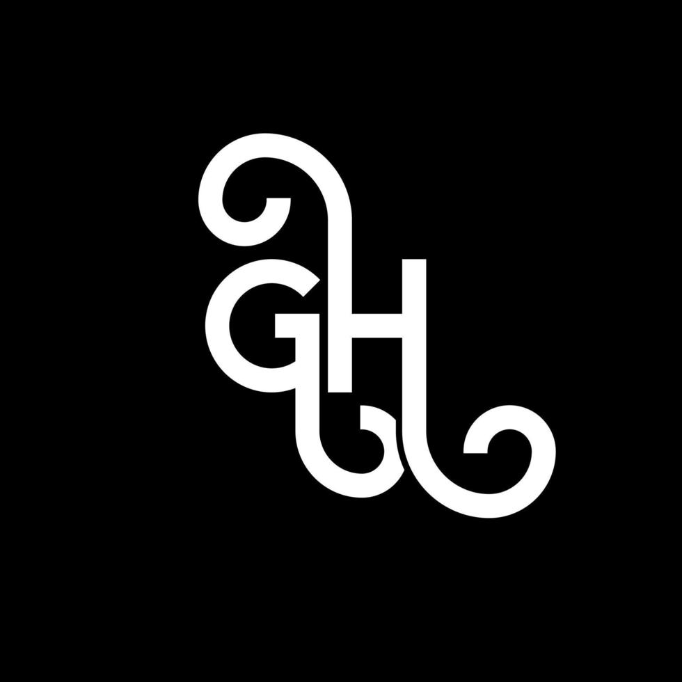 GH letter logo design on black background. GH creative initials letter logo concept. gh letter design. GH white letter design on black background. G H, g h logo vector
