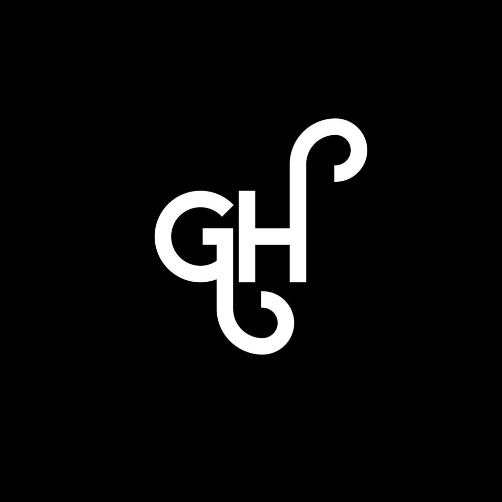 diseño del logotipo de la letra gh sobre fondo negro. concepto de logotipo de letra de iniciales creativas gh. diseño de letras gh. gh diseño de letras blancas sobre fondo negro. logotipo de gh, gh vector