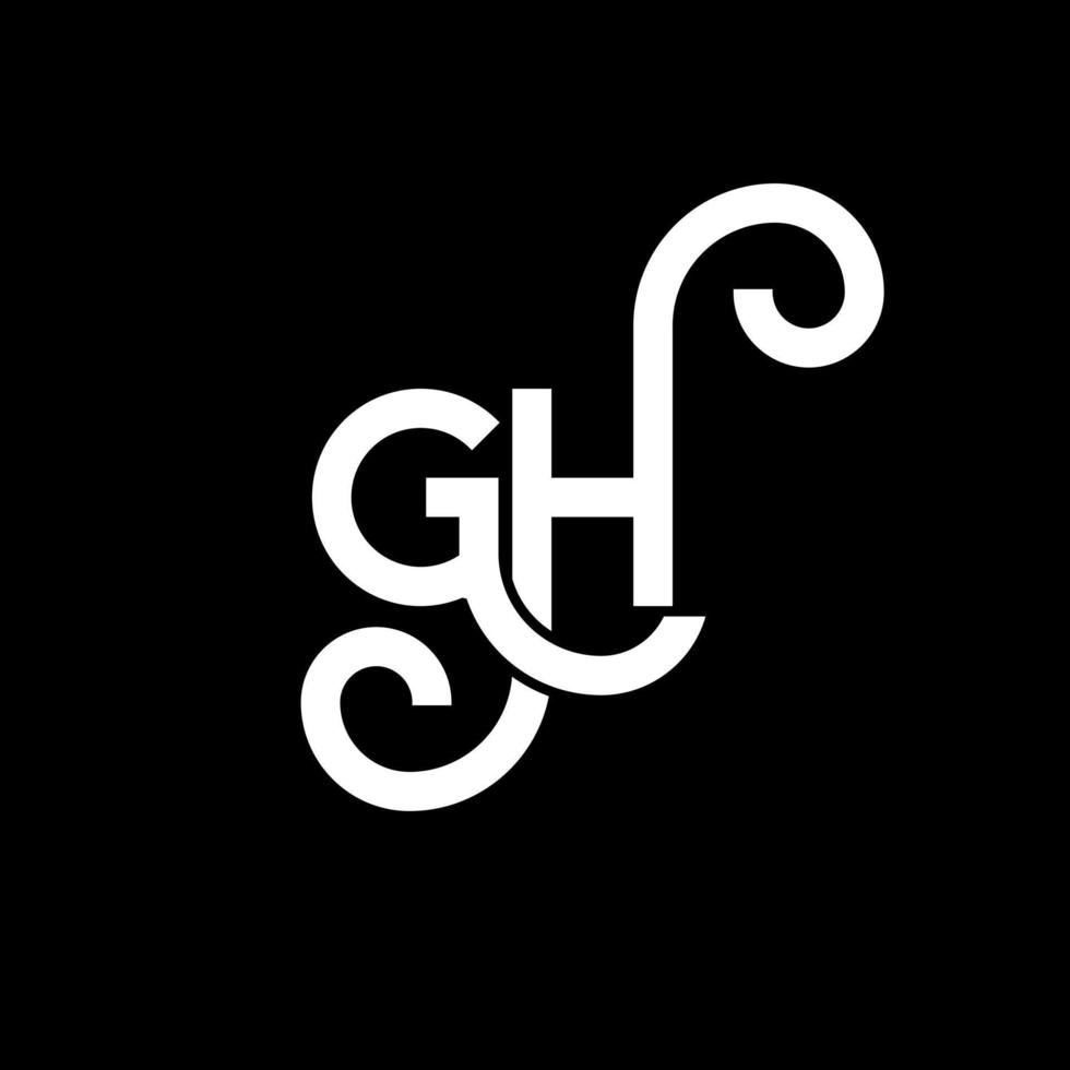 GH letter logo design on black background. GH creative initials letter logo concept. gh letter design. GH white letter design on black background. G H, g h logo vector