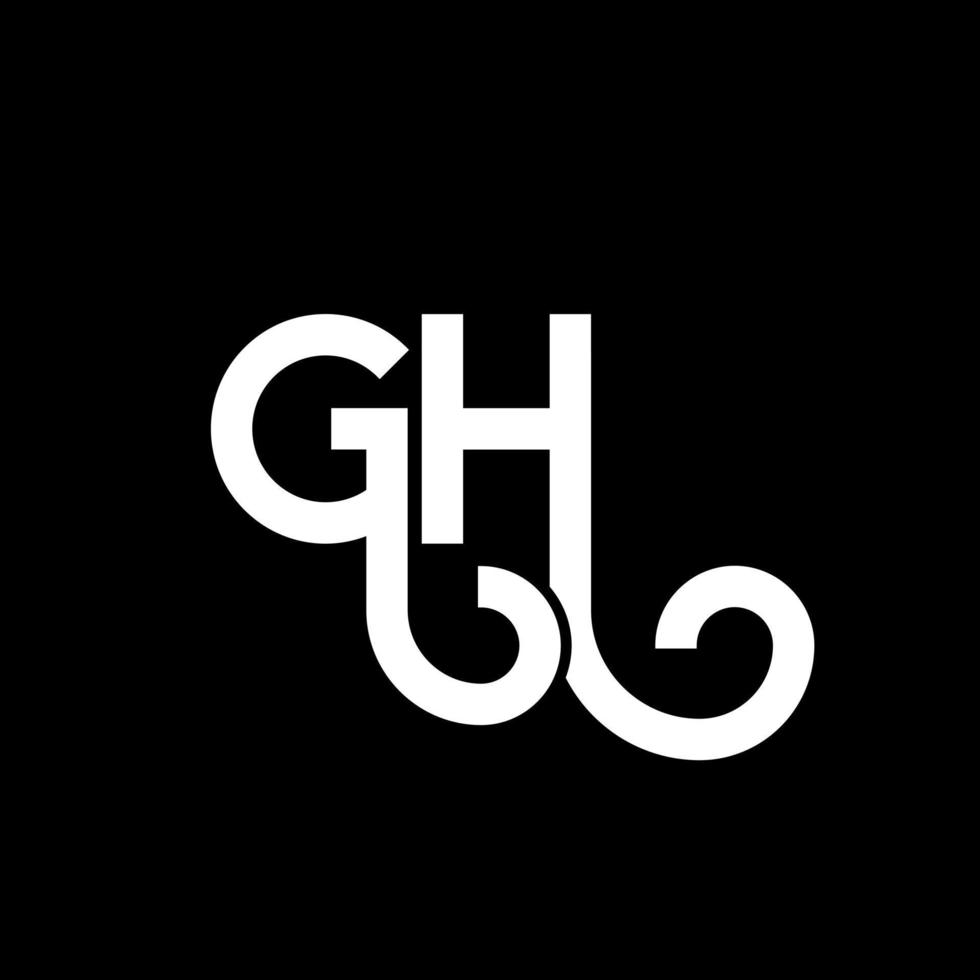 GH letter logo design on black background. GH creative initials letter logo concept. gh letter design. GH white letter design on black background. G H, g h logo vector