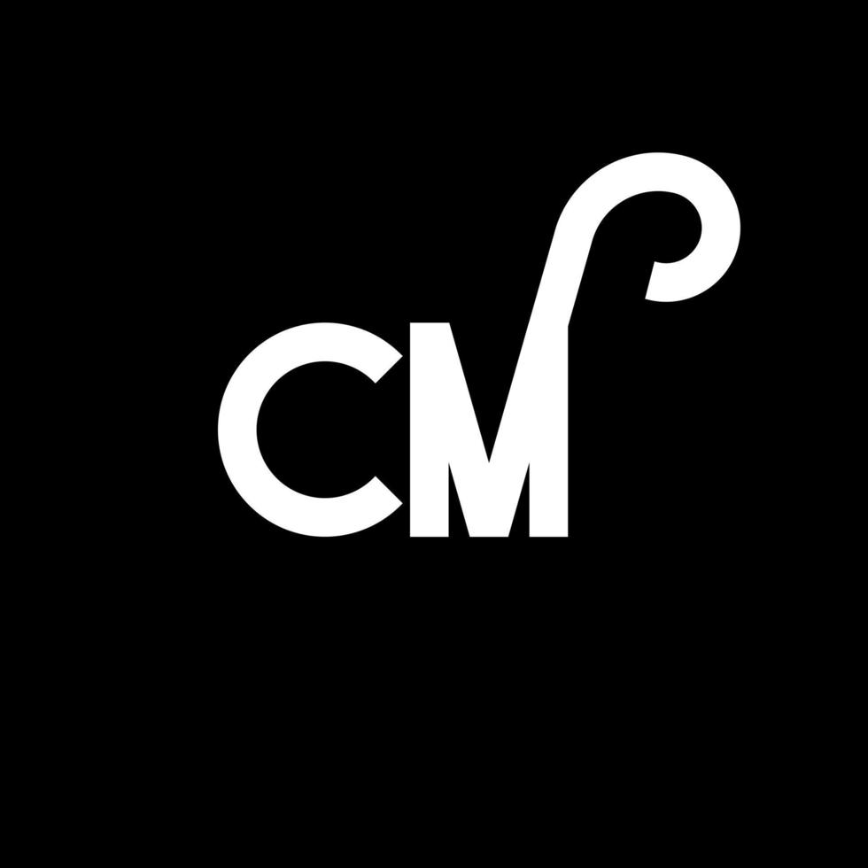 diseño de logotipo de letra cm sobre fondo negro. concepto de logotipo de letra de iniciales creativas cm. diseño de letras cm. cm diseño de letras blancas sobre fondo negro. cm, cm logotipo vector