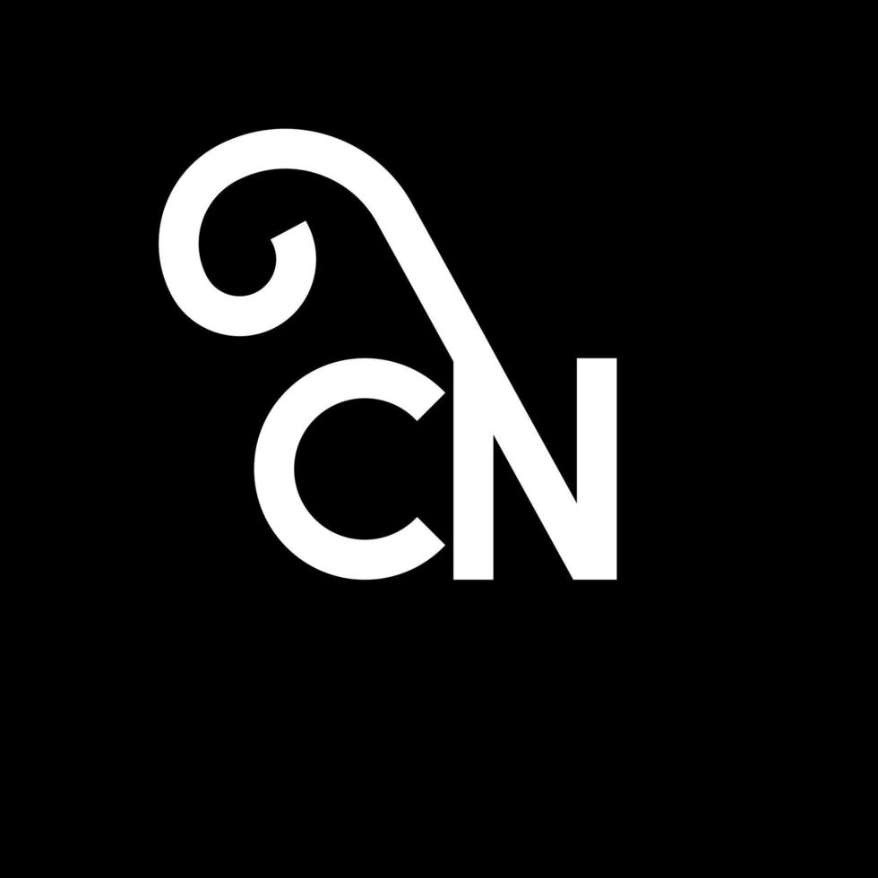 CN letter logo design on black background. CN creative initials letter logo concept. cn letter design. CN white letter design on black background. C N, c n logo vector