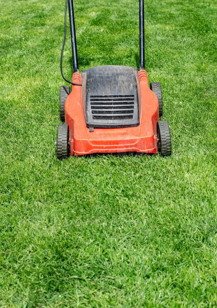 lawnmower in a meadow photo