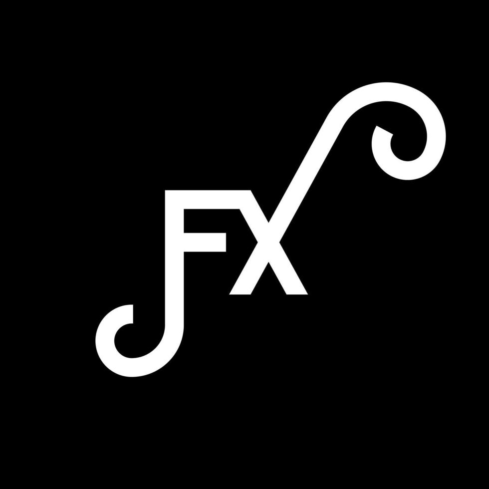 diseño del logotipo de la letra fx sobre fondo negro. concepto de logotipo de letra de iniciales creativas fx. diseño de letras fx. fx diseño de letras blancas sobre fondo negro. fx, logotipo de fx vector