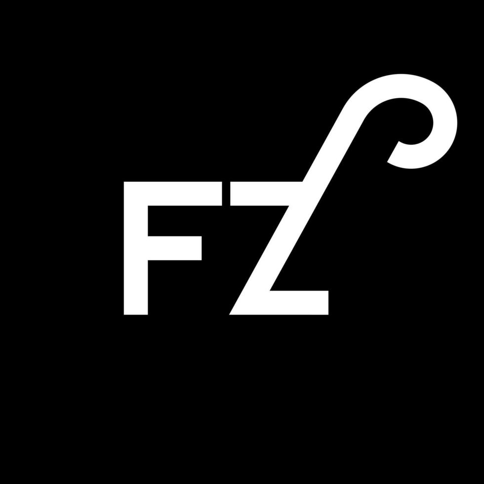 FZ letter logo design on black background. FZ creative initials letter logo concept. fz letter design. FZ white letter design on black background. F Z, f z logo vector