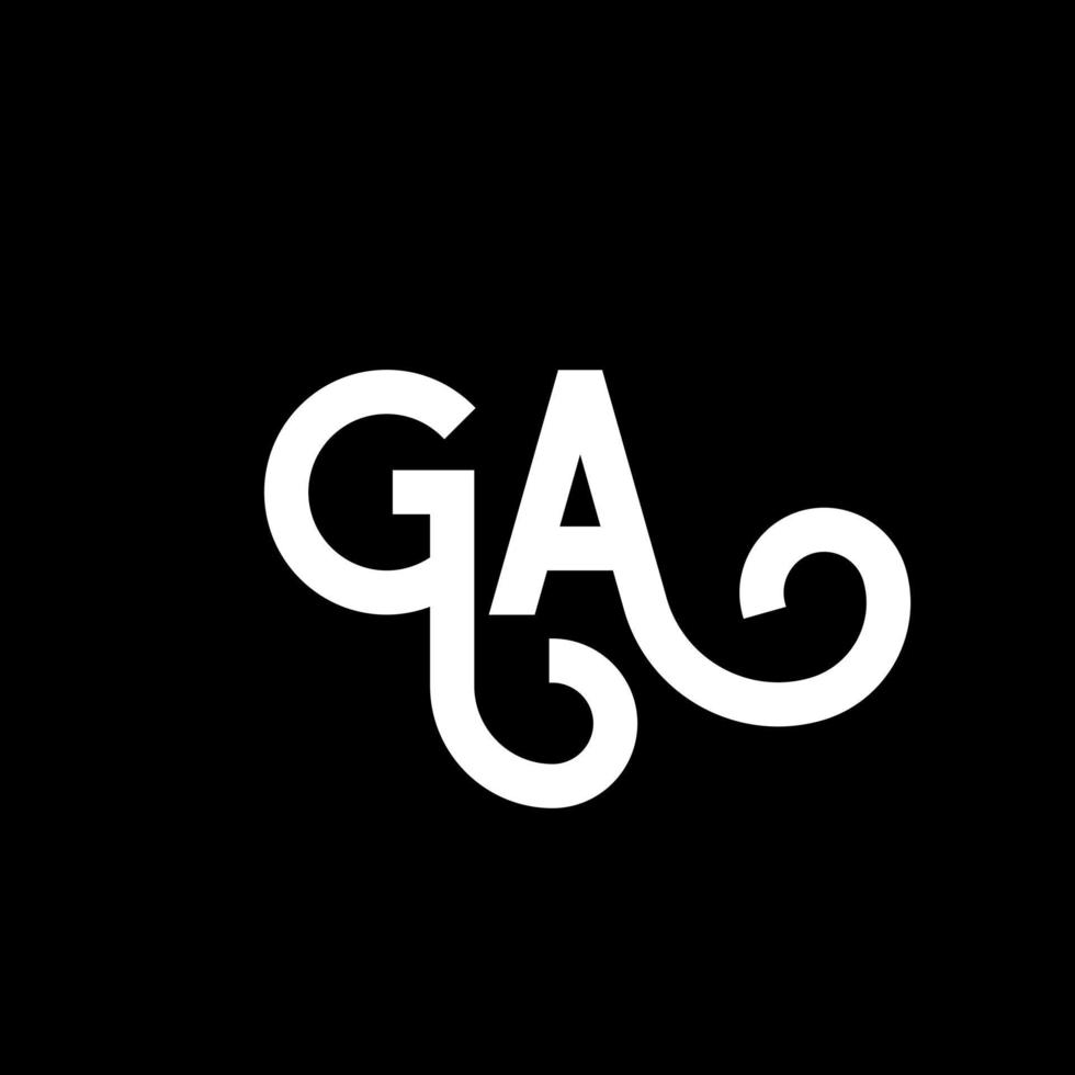 diseño de logotipo de letra ga sobre fondo negro. concepto de logotipo de letra de iniciales creativas ga. diseño de letras g. ga diseño de letras blancas sobre fondo negro. logotipo de ga, ga vector