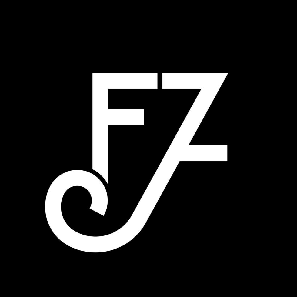 FZ letter logo design on black background. FZ creative initials letter logo concept. fz letter design. FZ white letter design on black background. F Z, f z logo vector