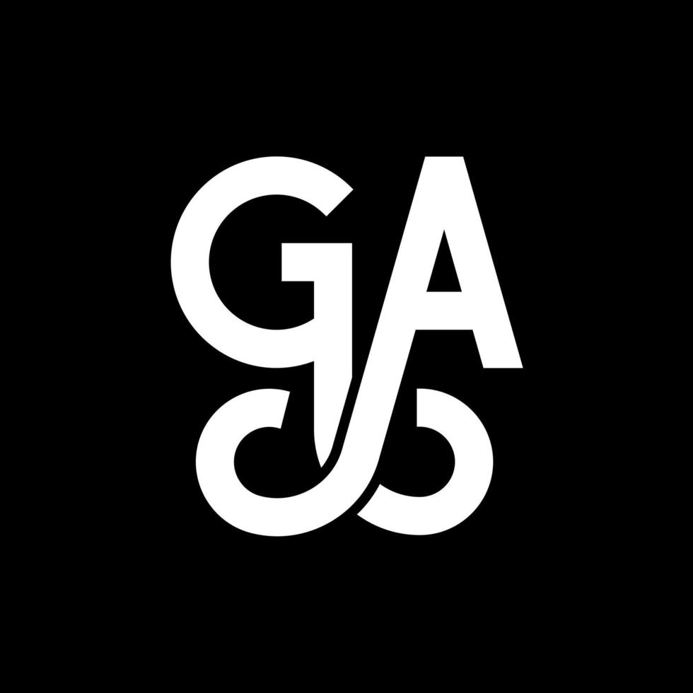 diseño de logotipo de letra ga sobre fondo negro. concepto de logotipo de letra de iniciales creativas ga. diseño de letras g. ga diseño de letras blancas sobre fondo negro. logotipo de ga, ga vector