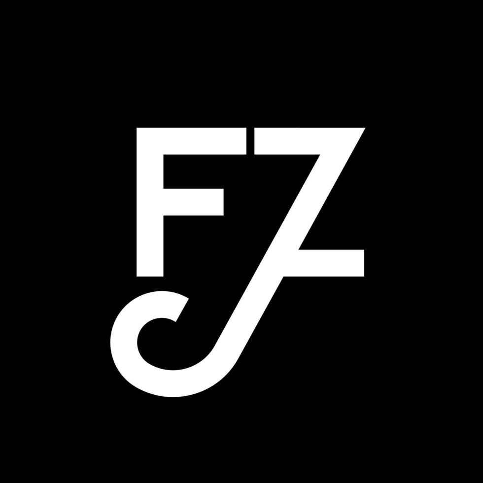 FZ letter logo design on black background. FZ creative initials letter logo concept. fz letter design. FZ white letter design on black background. F Z, f z logo vector