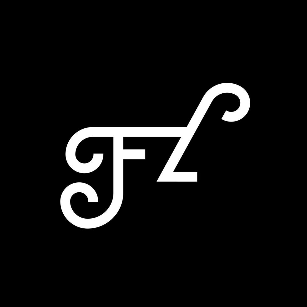 diseño de logotipo de letra fz sobre fondo negro. concepto de logotipo de letra de iniciales creativas fz. diseño de letras fz. fz diseño de letras blancas sobre fondo negro. fz, logotipo de fz vector
