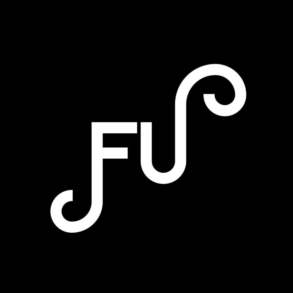 diseño de logotipo de letra fu sobre fondo negro. concepto creativo del logotipo de la letra de las iniciales fu. diseño de letras fu. fu diseño de letras blancas sobre fondo negro. logotipo de fu, fu vector