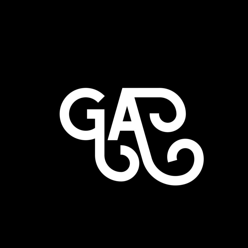 diseño de logotipo de letra ga sobre fondo negro. concepto de logotipo de letra de iniciales creativas ga. diseño de letras g. ga diseño de letras blancas sobre fondo negro. logotipo de ga, ga vector