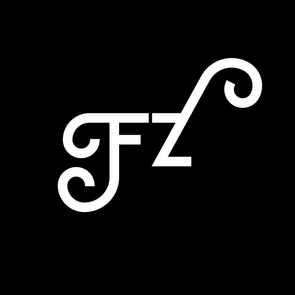 diseño de logotipo de letra fz sobre fondo negro. concepto de logotipo de letra de iniciales creativas fz. diseño de letras fz. fz diseño de letras blancas sobre fondo negro. fz, logotipo de fz vector