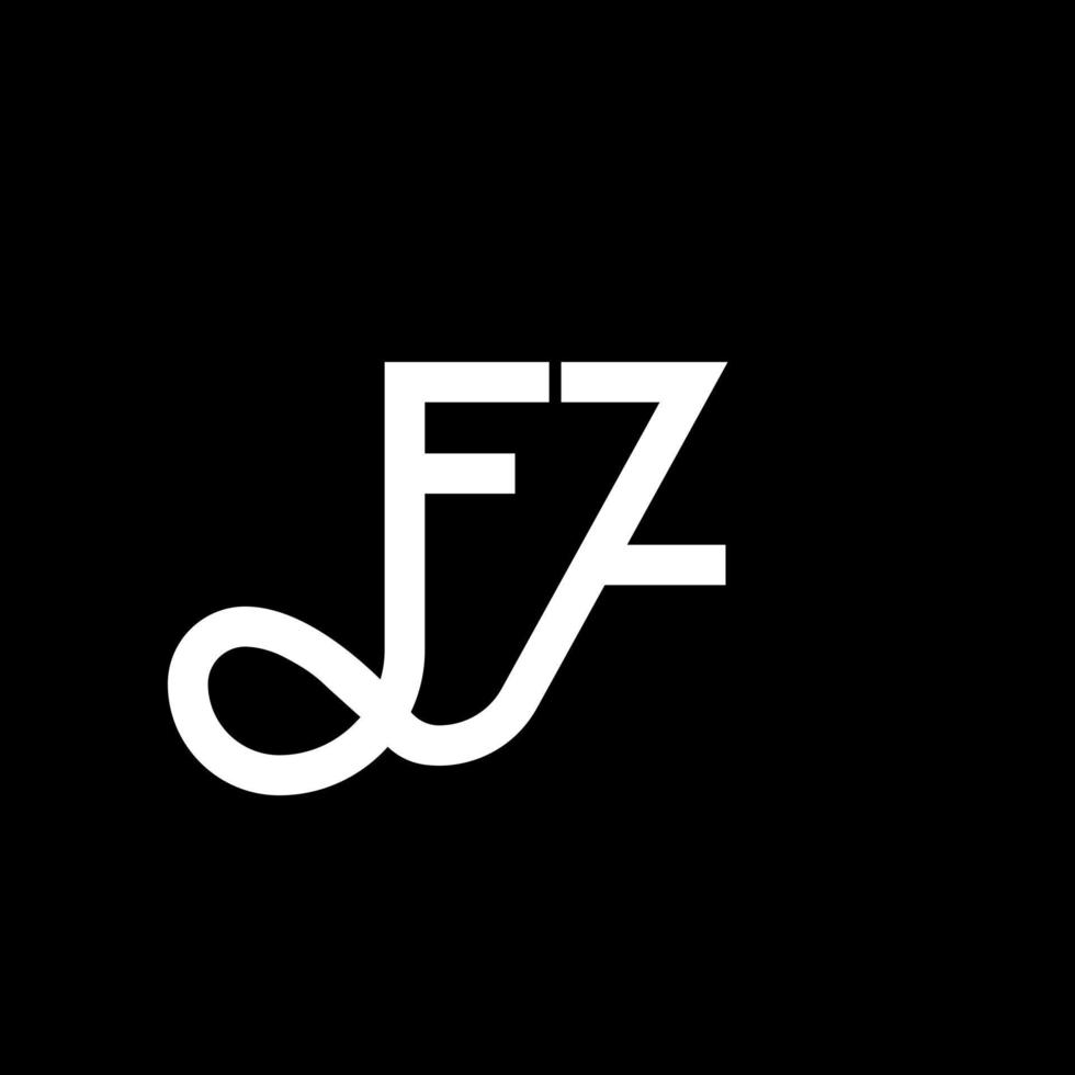 diseño de logotipo de letra fz sobre fondo negro. concepto de logotipo de letra de iniciales creativas fz. diseño de letras fz. fz diseño de letras blancas sobre fondo negro. fz, logotipo de fz vector