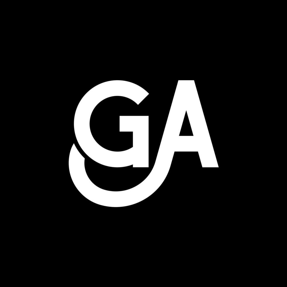 diseño de logotipo de letra ga sobre fondo negro. concepto de logotipo de letra de iniciales creativas ga. diseño de letras g. ga diseño de letras blancas sobre fondo negro. logotipo de ga, ga vector