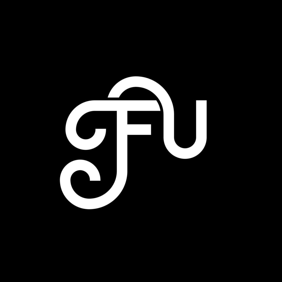 FU letter logo design on black background. FU creative initials letter logo concept. fu letter design. FU white letter design on black background. F U, f u logo vector