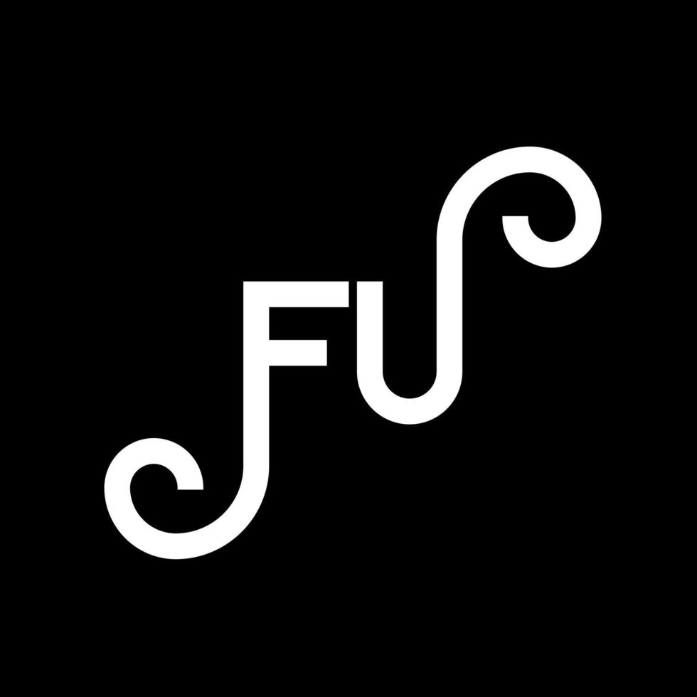 FU letter logo design on black background. FU creative initials letter logo concept. fu letter design. FU white letter design on black background. F U, f u logo vector