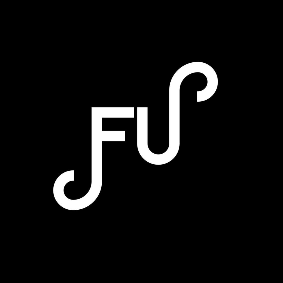 diseño de logotipo de letra fu sobre fondo negro. concepto creativo del logotipo de la letra de las iniciales fu. diseño de letras fu. fu diseño de letras blancas sobre fondo negro. logotipo de fu, fu vector