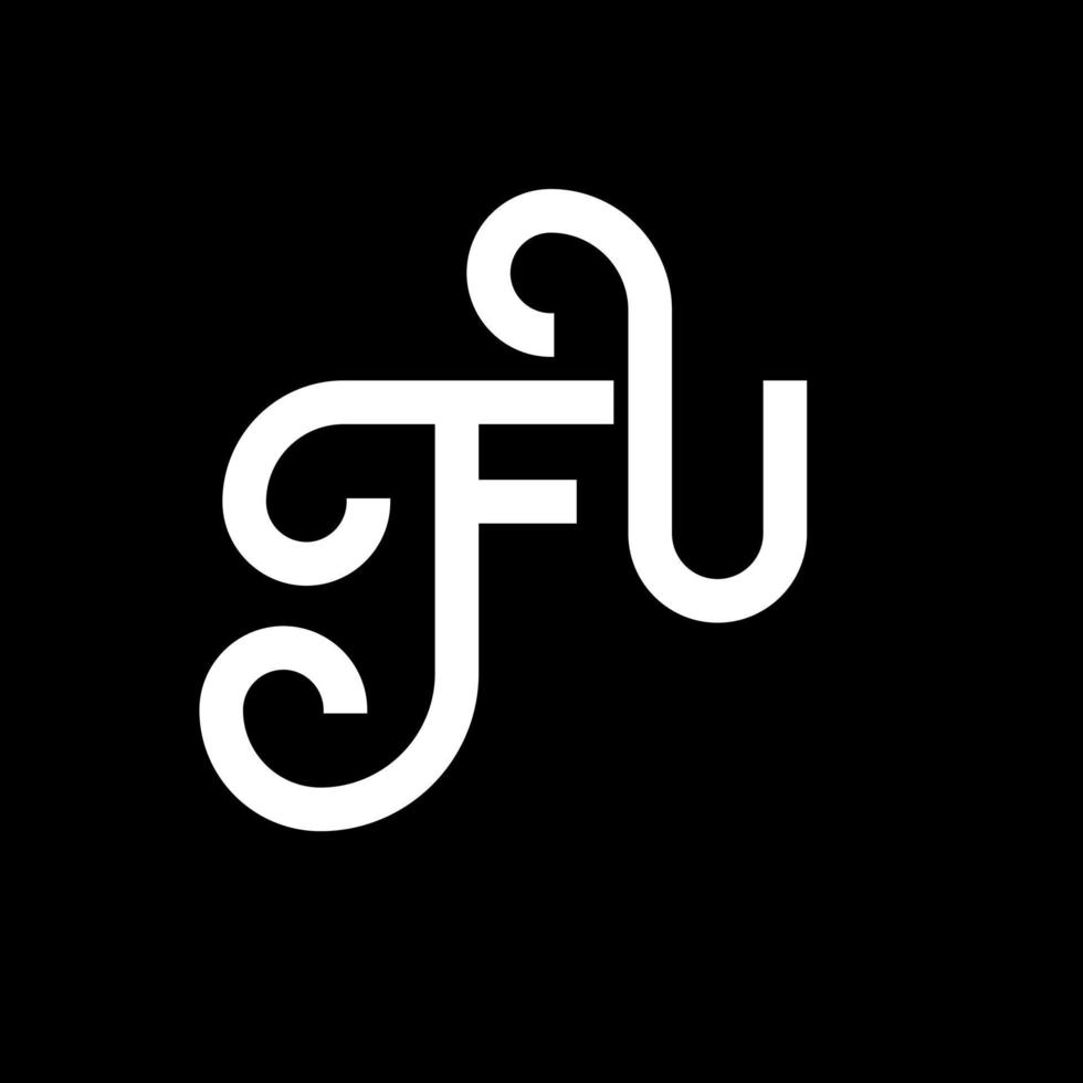 FU letter logo design on black background. FU creative initials letter logo concept. fu letter design. FU white letter design on black background. F U, f u logo vector