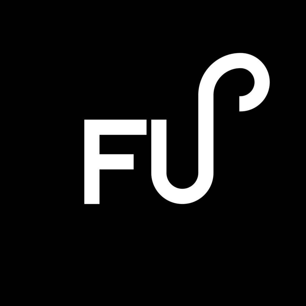 diseño de logotipo de letra fu sobre fondo negro. concepto creativo del logotipo de la letra de las iniciales fu. diseño de letras fu. fu diseño de letras blancas sobre fondo negro. logotipo de fu, fu vector