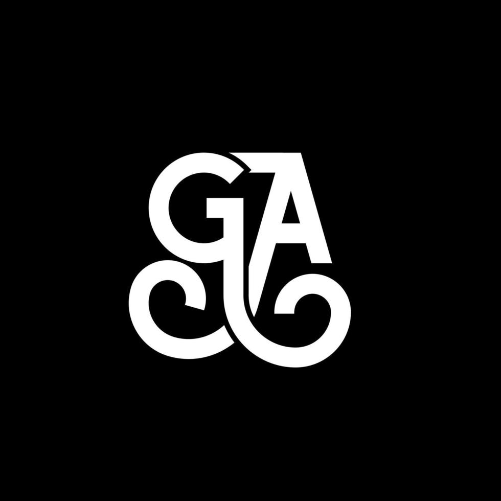 diseño de logotipo de letra ga sobre fondo negro. concepto de logotipo de letra de iniciales creativas ga. diseño de letras g. ga diseño de letras blancas sobre fondo negro. logotipo de ga, ga vector