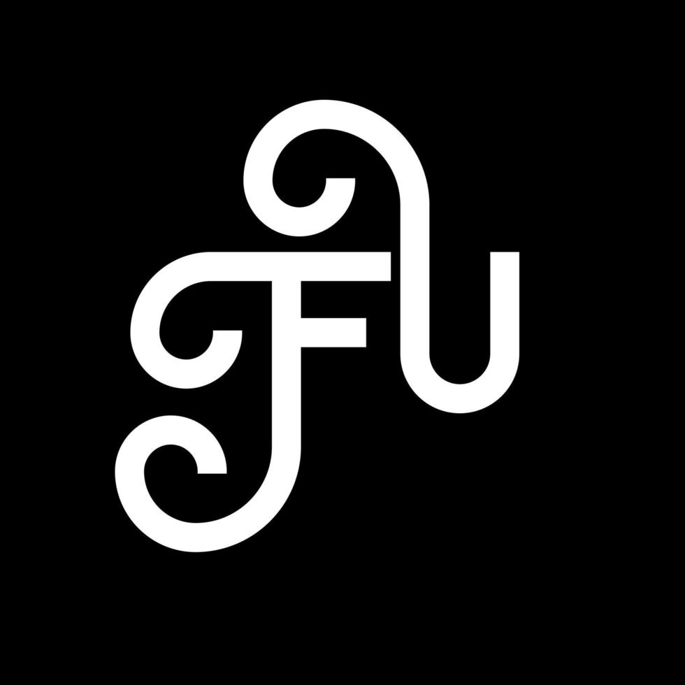 FU letter logo design on black background. FU creative initials letter logo concept. fu letter design. FU white letter design on black background. F U, f u logo vector