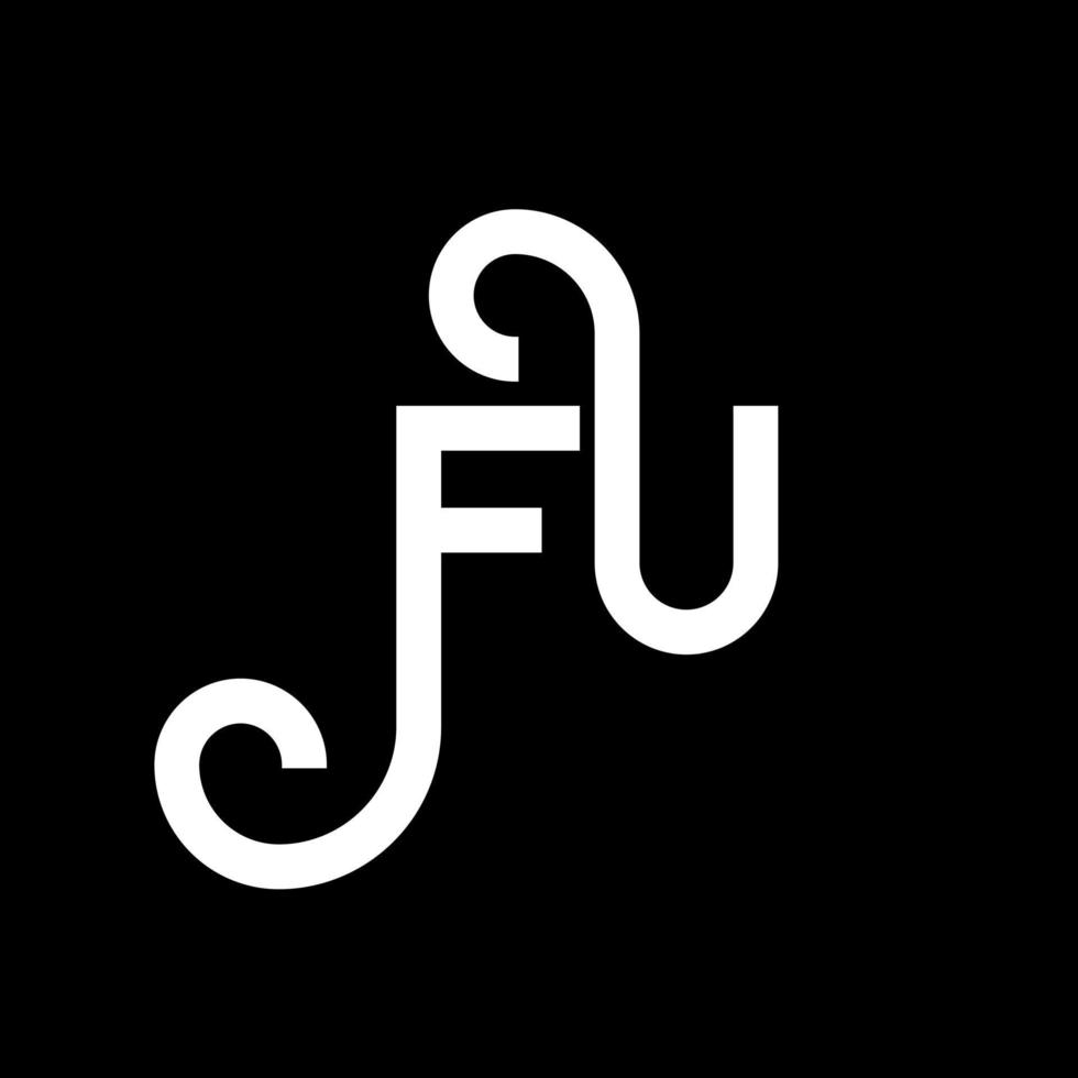 FU letter logo design on black background. FU creative initials letter logo concept. fu letter design. FU white letter design on black background. F U, f u logo vector