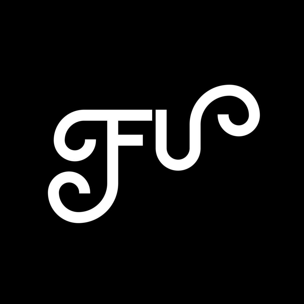 diseño de logotipo de letra fu sobre fondo negro. concepto creativo del logotipo de la letra de las iniciales fu. diseño de letras fu. fu diseño de letras blancas sobre fondo negro. logotipo de fu, fu vector