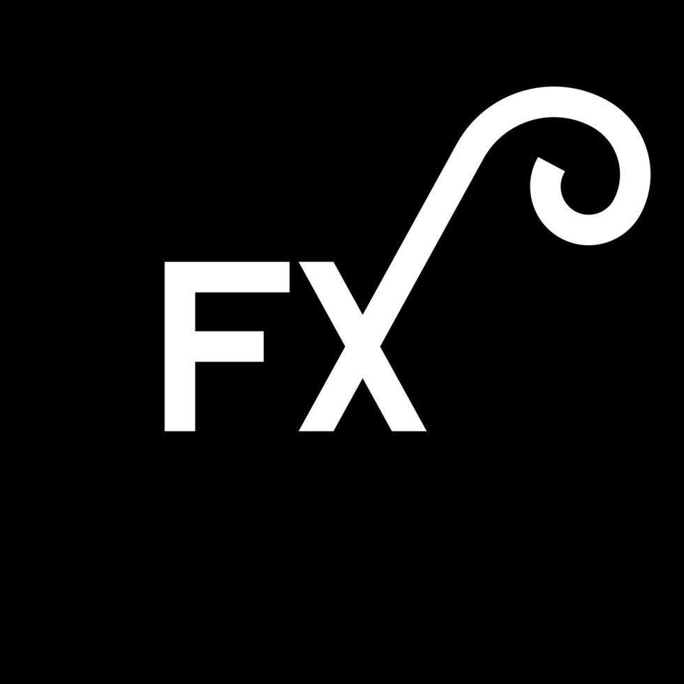 diseño del logotipo de la letra fx sobre fondo negro. concepto de logotipo de letra de iniciales creativas fx. diseño de letras fx. fx diseño de letras blancas sobre fondo negro. fx, logotipo de fx vector