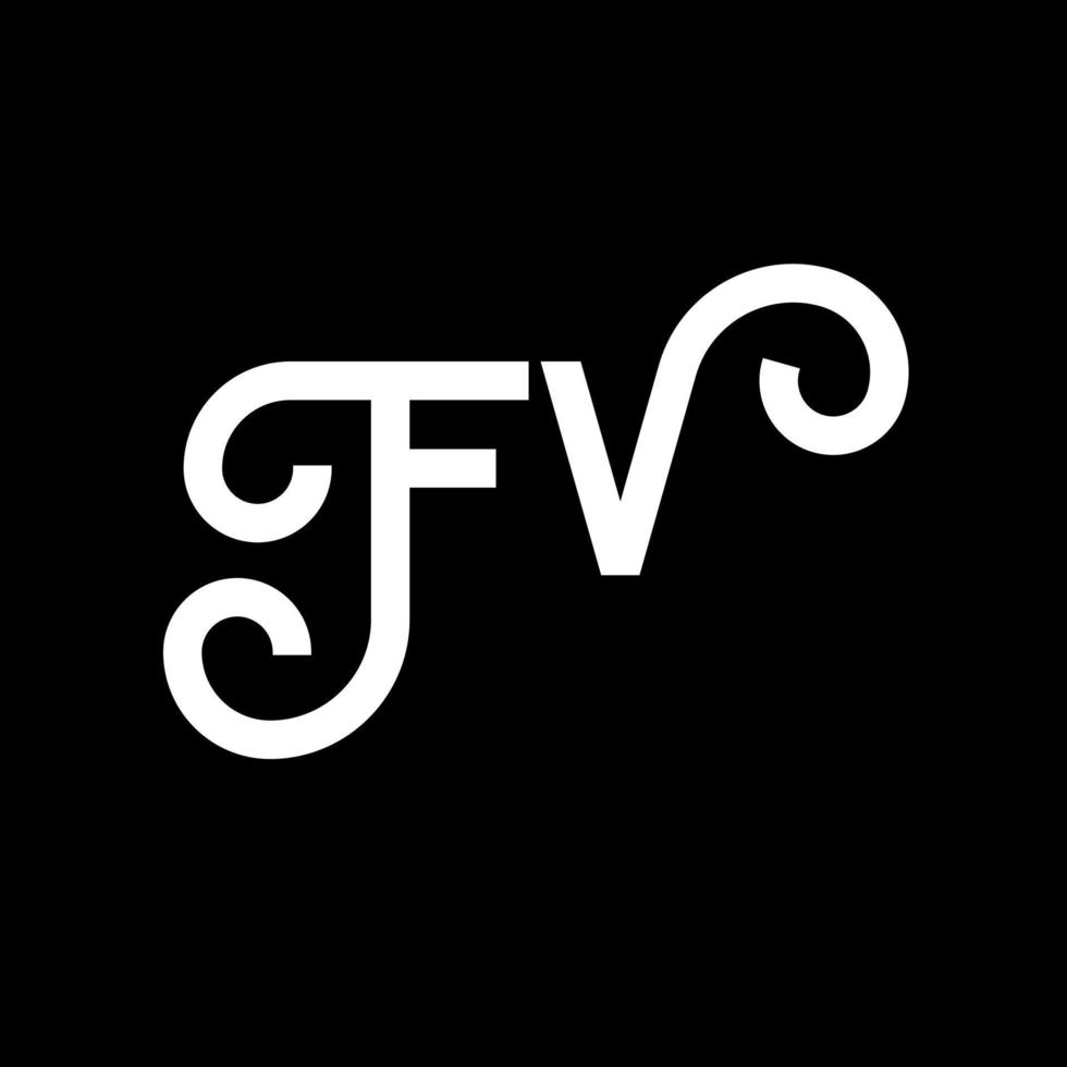 diseño de logotipo de letra fv sobre fondo negro. concepto de logotipo de letra de iniciales creativas fv. diseño de letras fv. fv diseño de letras blancas sobre fondo negro. fv, logotipo de fv vector