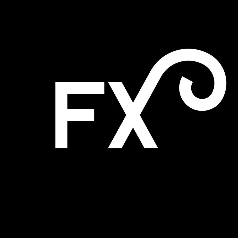 diseño del logotipo de la letra fx sobre fondo negro. concepto de logotipo de letra de iniciales creativas fx. diseño de letras fx. fx diseño de letras blancas sobre fondo negro. fx, logotipo de fx vector