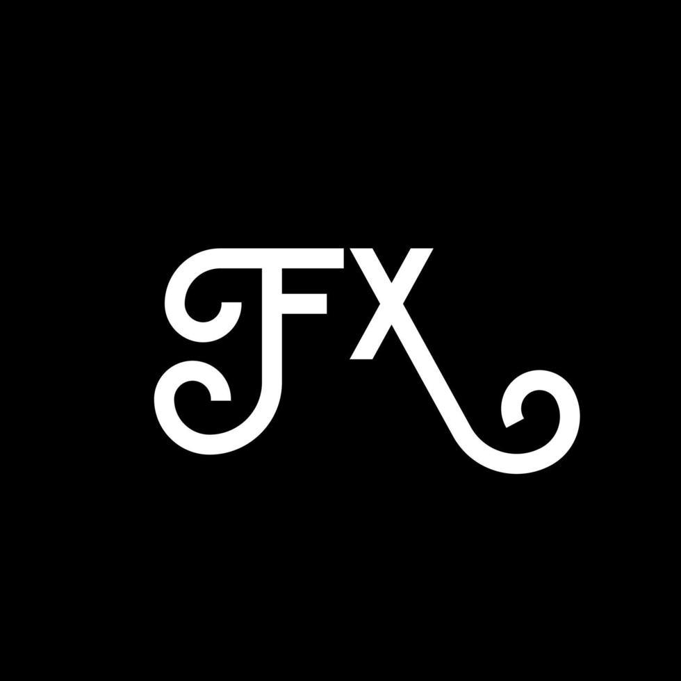 diseño del logotipo de la letra fx sobre fondo negro. concepto de logotipo de letra de iniciales creativas fx. diseño de letras fx. fx diseño de letras blancas sobre fondo negro. fx, logotipo de fx vector