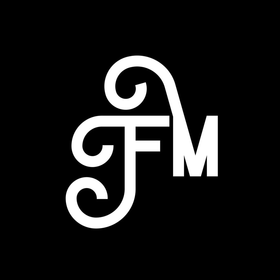 diseño de logotipo de letra fm sobre fondo negro. concepto de logotipo de letra de iniciales creativas fm. diseño de letras fm. fm diseño de letras blancas sobre fondo negro. fm, logotipo de fm vector