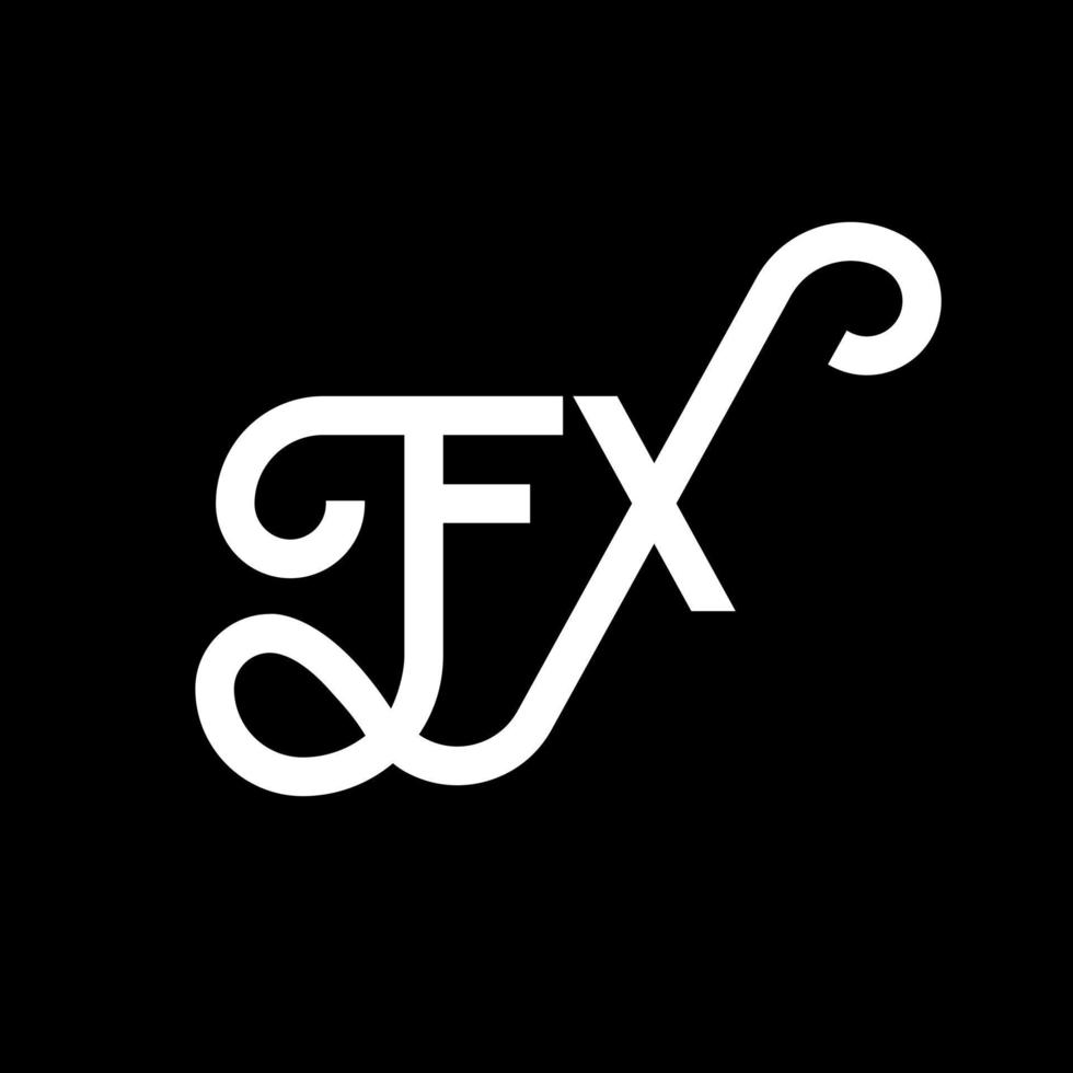 diseño del logotipo de la letra fx sobre fondo negro. concepto de logotipo de letra de iniciales creativas fx. diseño de letras fx. fx diseño de letras blancas sobre fondo negro. fx, logotipo de fx vector
