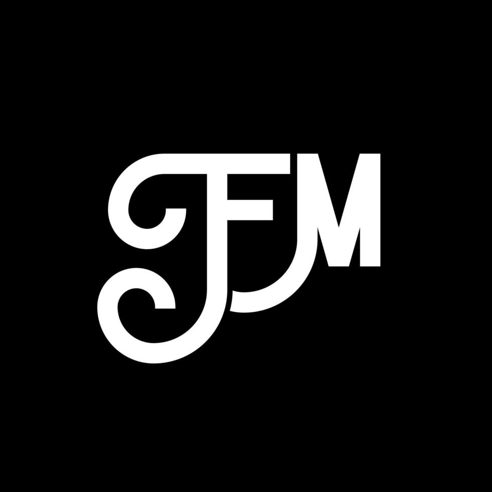 diseño de logotipo de letra fm sobre fondo negro. concepto de logotipo de letra de iniciales creativas fm. diseño de letras fm. fm diseño de letras blancas sobre fondo negro. fm, logotipo de fm vector