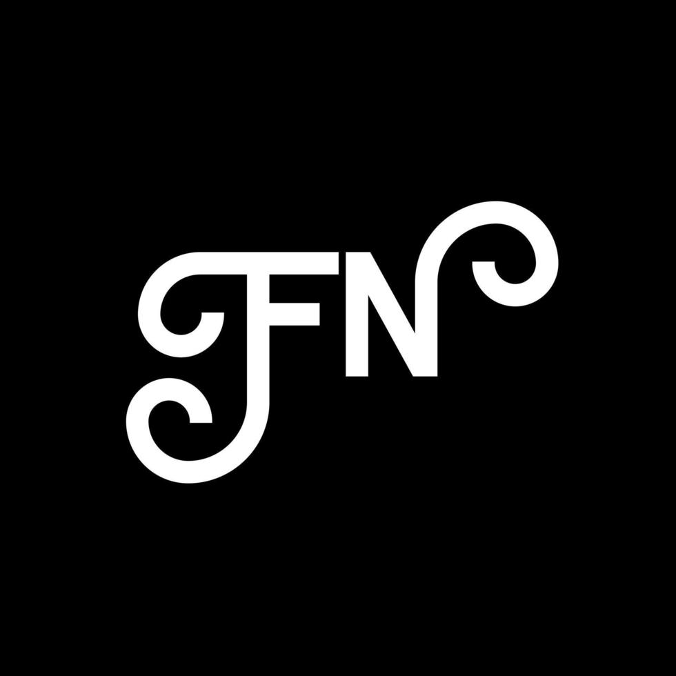 diseño de logotipo de letra fn sobre fondo negro. concepto de logotipo de letra de iniciales creativas fn. diseño de letras FN. fn diseño de letras blancas sobre fondo negro. fn, logotipo de fn vector