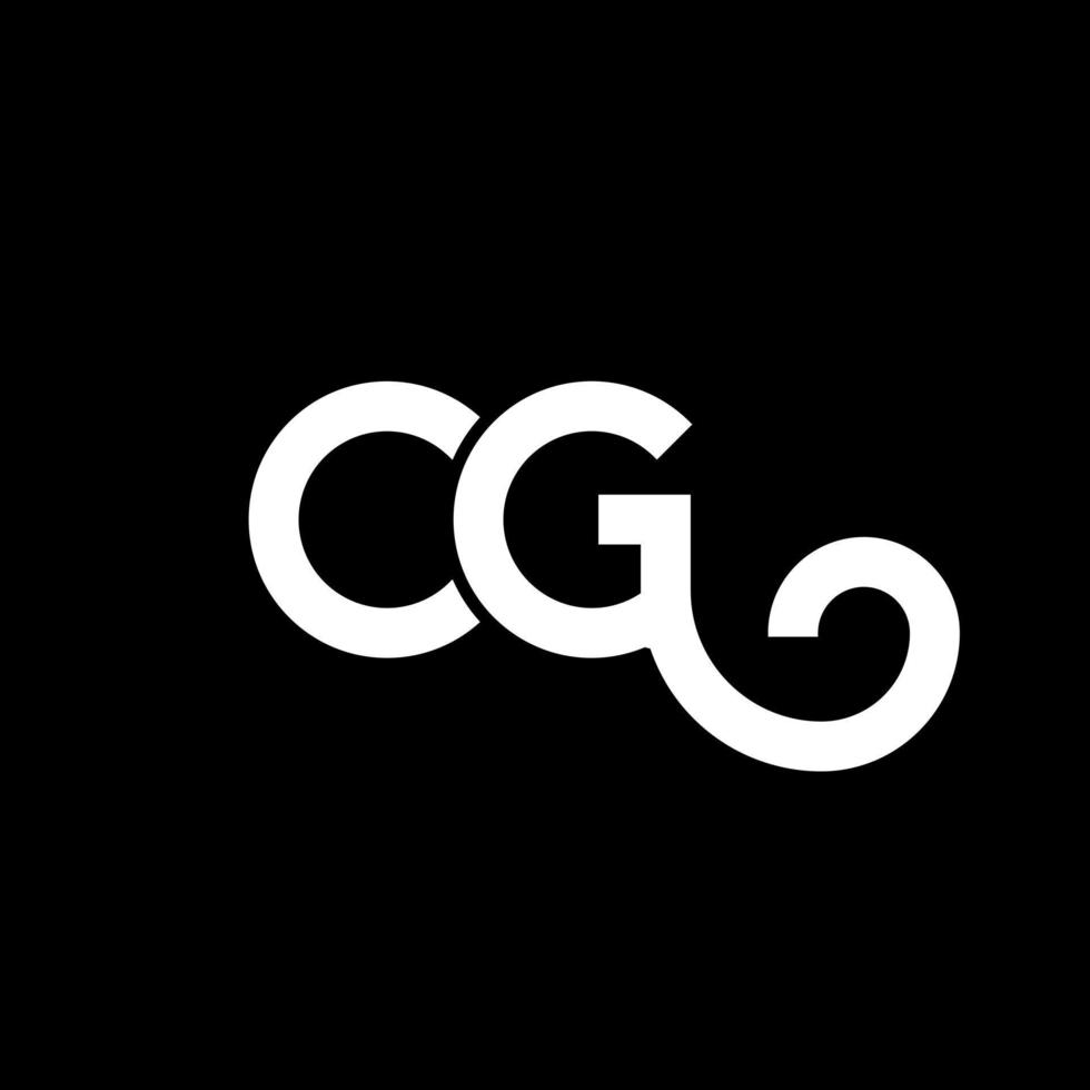 diseño de logotipo de letra cg sobre fondo negro. concepto de logotipo de letra de iniciales creativas cg. diseño de carta cg. cg diseño de letras blancas sobre fondo negro. cg, logotipo de cg vector