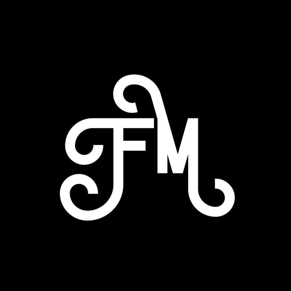 diseño de logotipo de letra fm sobre fondo negro. concepto de logotipo de letra de iniciales creativas fm. diseño de letras fm. fm diseño de letras blancas sobre fondo negro. fm, logotipo de fm vector