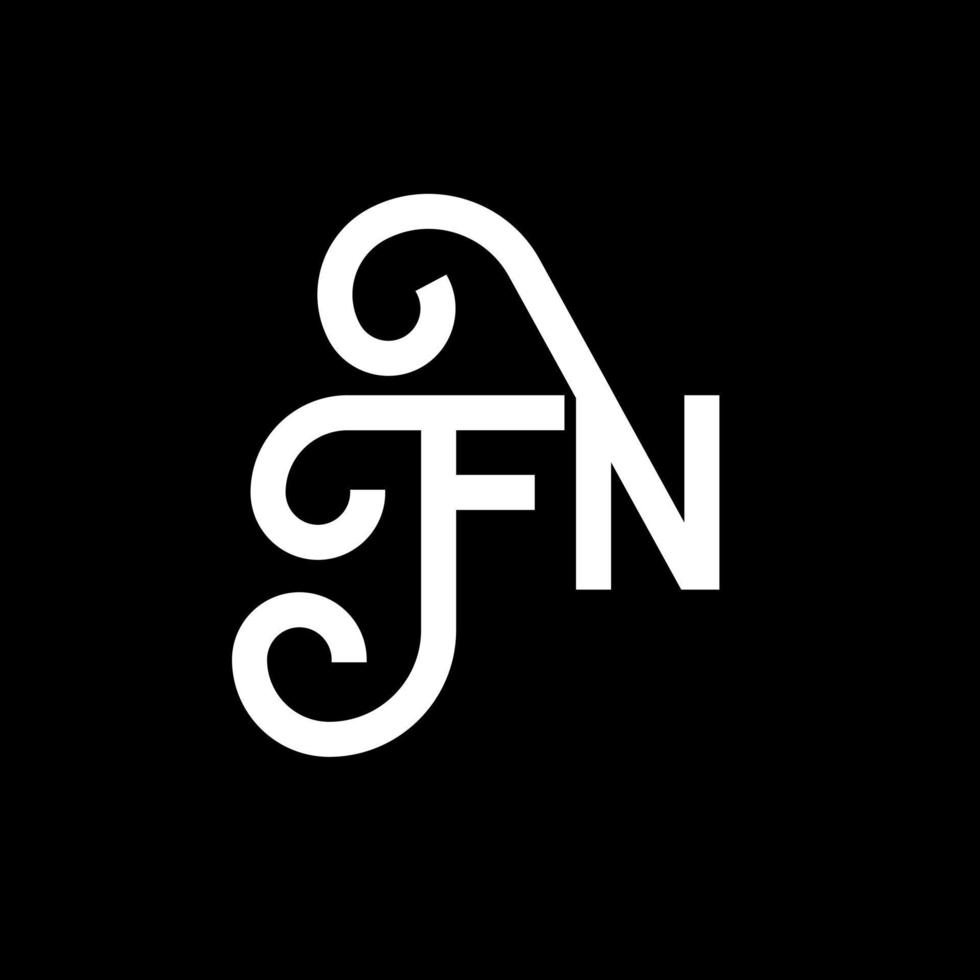 diseño de logotipo de letra fn sobre fondo negro. concepto de logotipo de letra de iniciales creativas fn. diseño de letras FN. fn diseño de letras blancas sobre fondo negro. fn, logotipo de fn vector