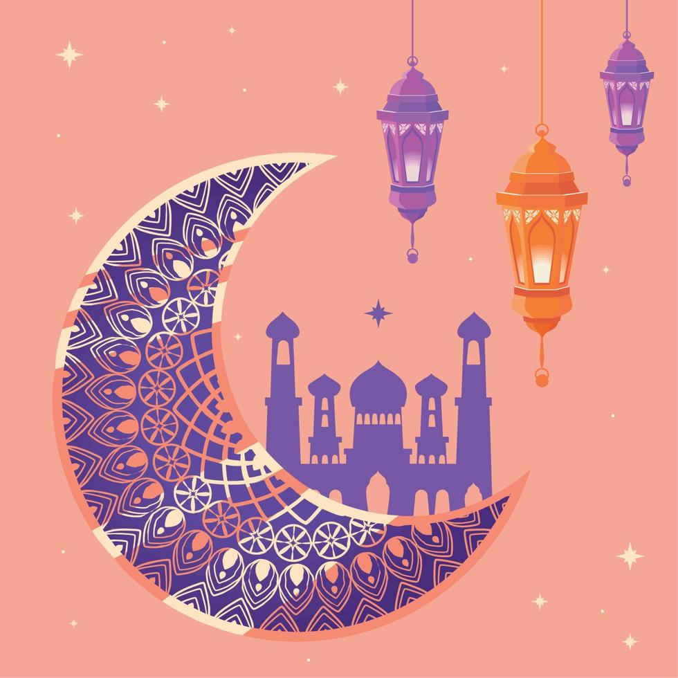 eid mubarak traditional temple vector