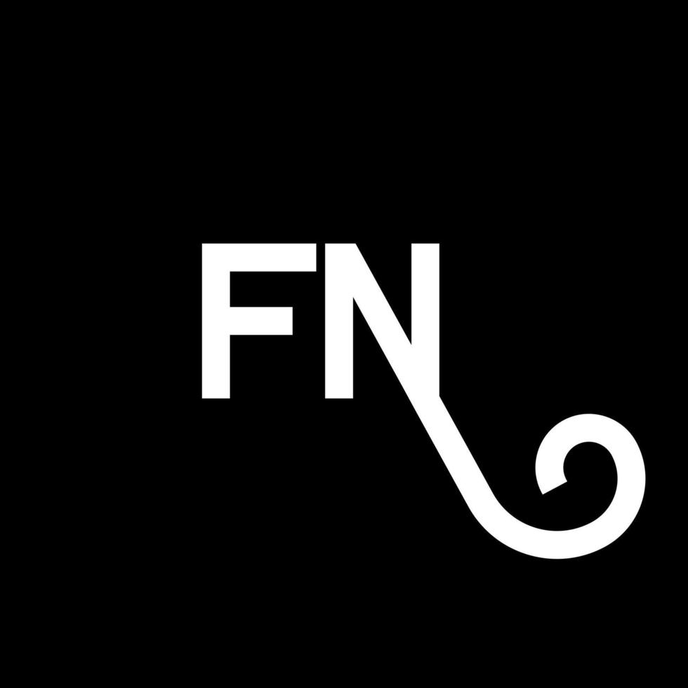 diseño de logotipo de letra fn sobre fondo negro. concepto de logotipo de letra de iniciales creativas fn. diseño de letras FN. fn diseño de letras blancas sobre fondo negro. fn, logotipo de fn vector