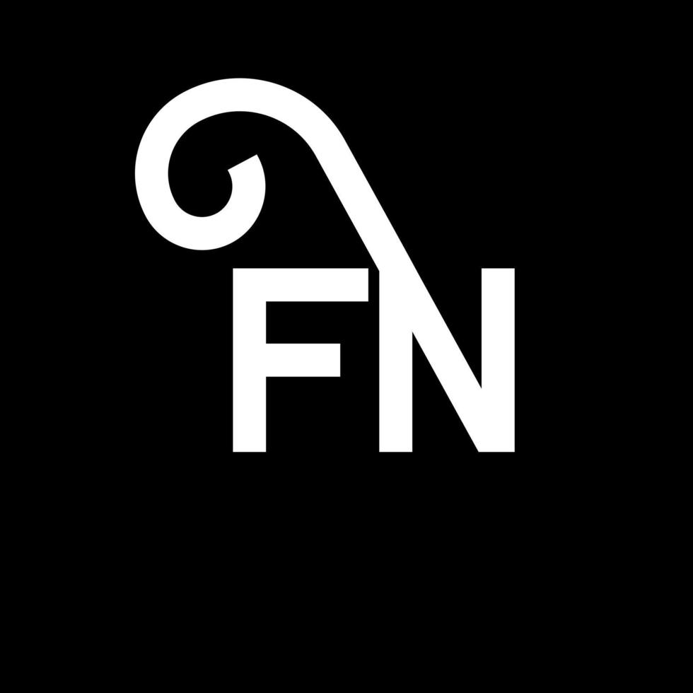 diseño de logotipo de letra fn sobre fondo negro. concepto de logotipo de letra de iniciales creativas fn. diseño de letras FN. fn diseño de letras blancas sobre fondo negro. fn, logotipo de fn vector