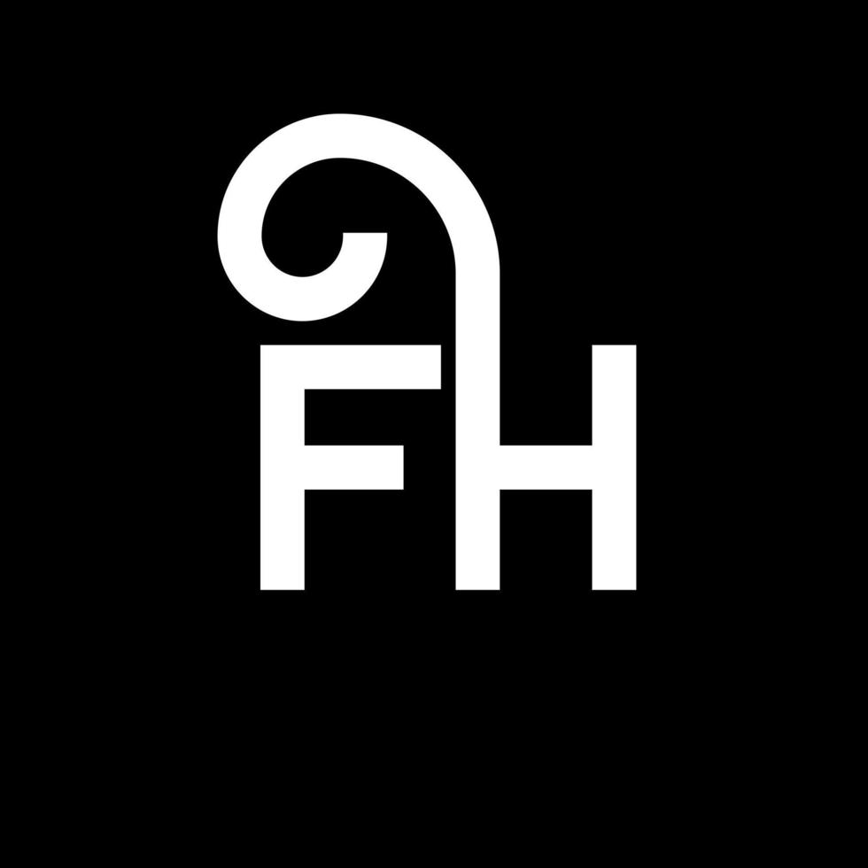 diseño del logotipo de la letra fh sobre fondo negro. concepto de logotipo de letra de iniciales creativas fh. diseño de letra fh. fh diseño de letras blancas sobre fondo negro. fh, logotipo de fh vector